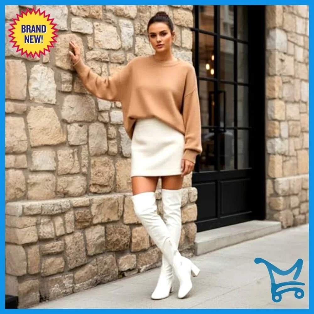 Women's Over-the-Knee Boots Patent Leather PU Chunky Heel Square Toe Side Zipper